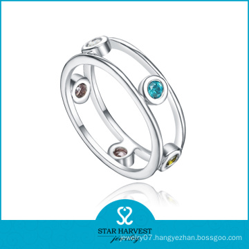 Luxury Aquamarine 925 Sterling Silver Ring for Ladies (R-0445)